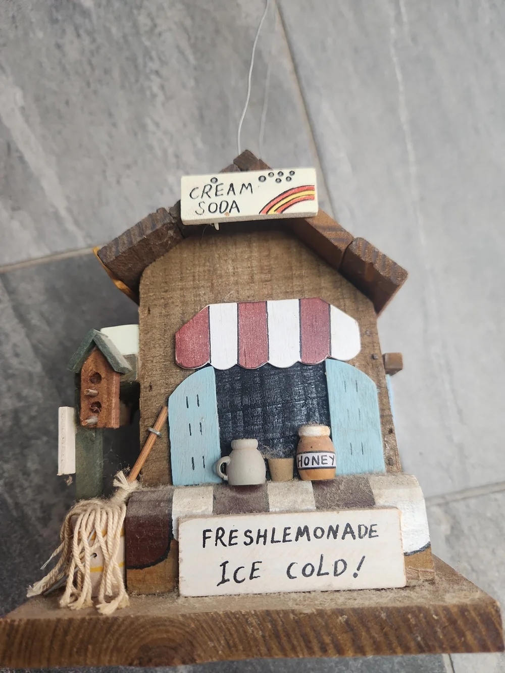 Handcrafted Rustic Mini General Store Wall Decor in Brown & Blue